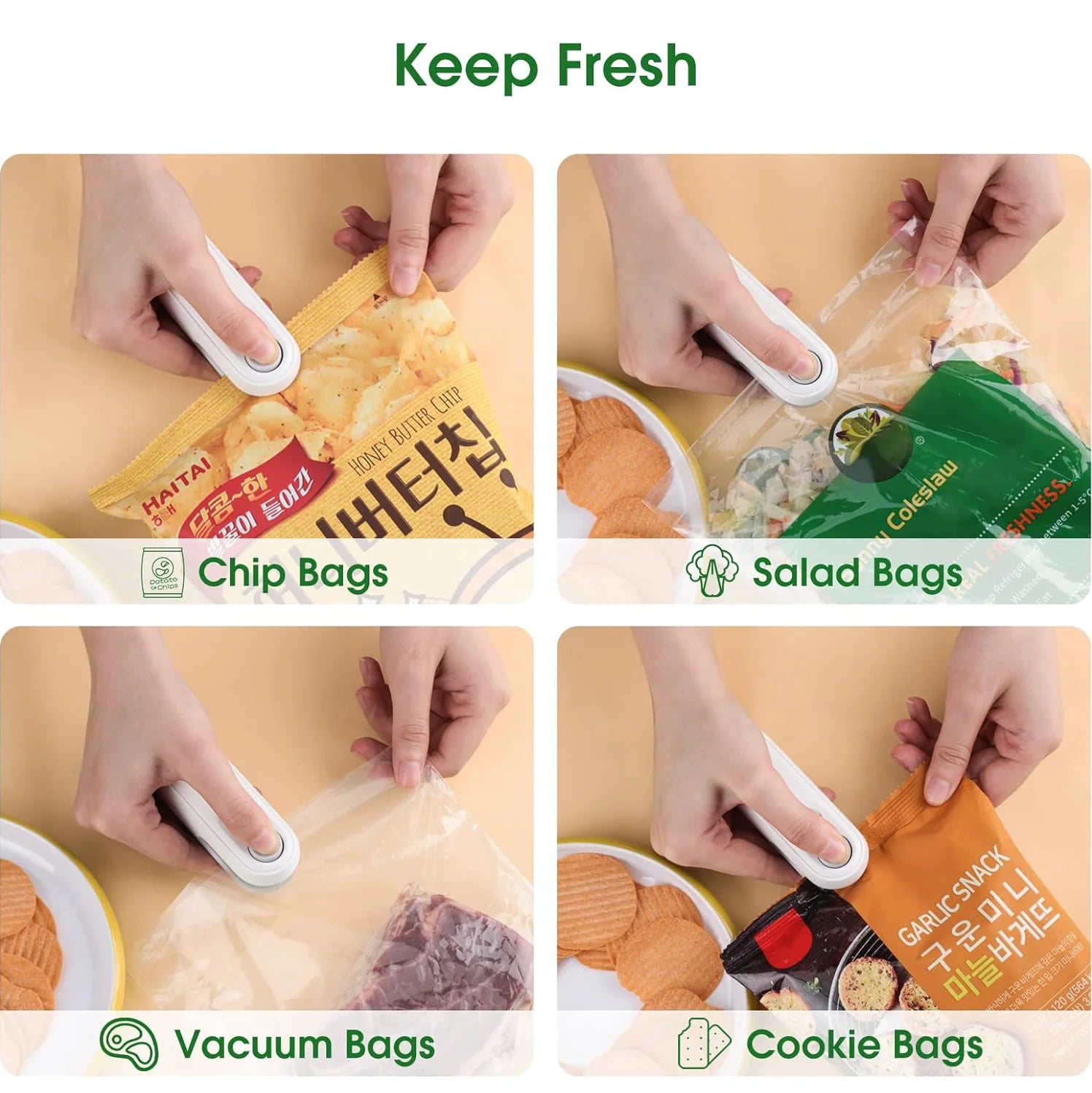 Portable Mini Sealer: The Ultimate 2-in-1 Heat and Vacuum Sealer for Snacks – Rechargeable and Eco-Friendly!